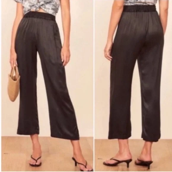 Reformation Cropped Silk Pants - Picture 1 of 6